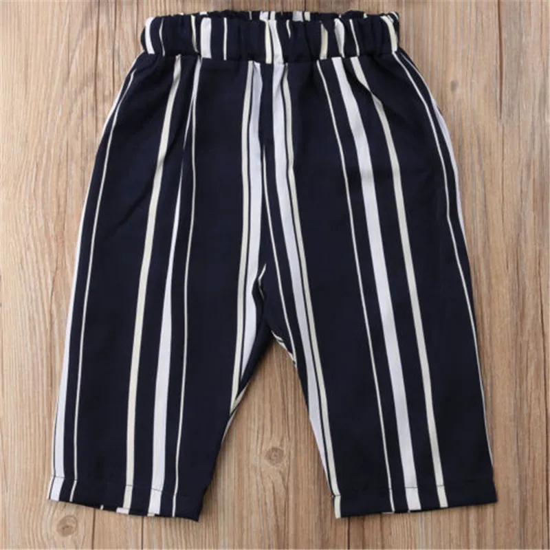 Летняя пляжная одежда для новорожденных девочек PUDCOCO топ в полоску штаны