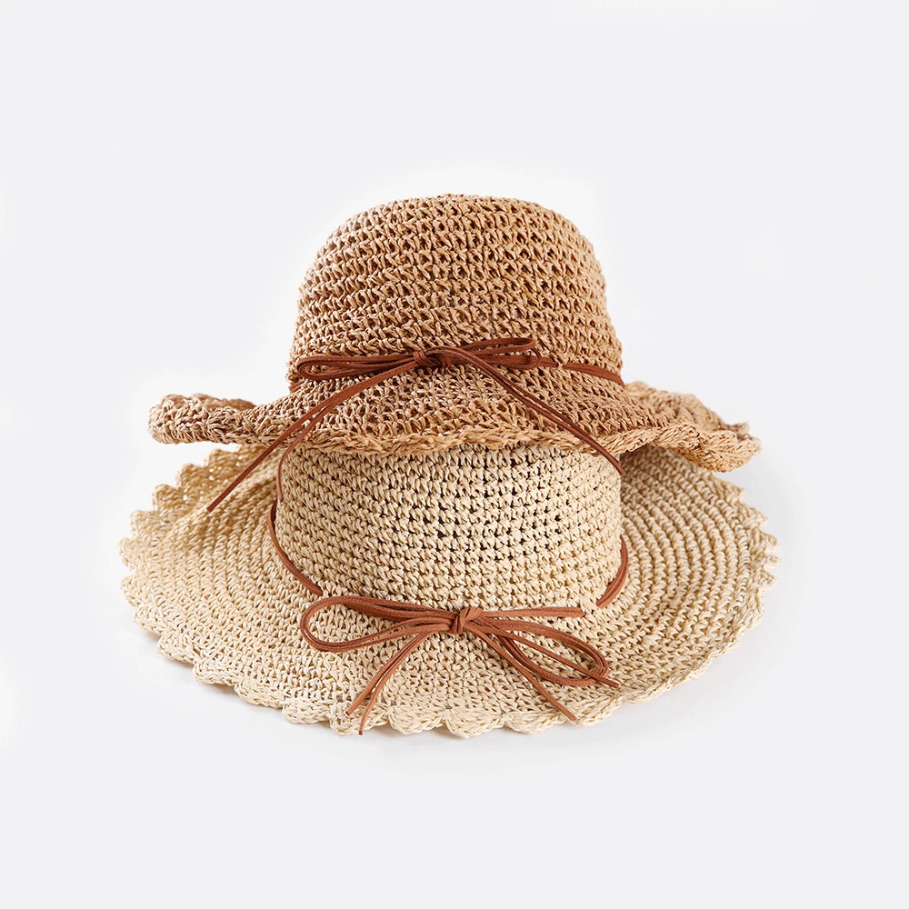 

Yyun Women Straw Hat Fashion Mom and Baby Hat Plain Beach Hats Girls Sun Cap Ladies Summer Soft Hats