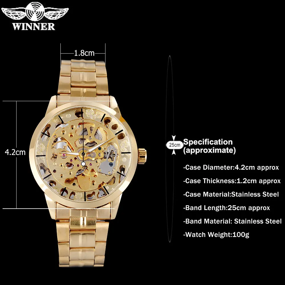 WINNER мужские часы известного бренда роскошные механические Скелетон из