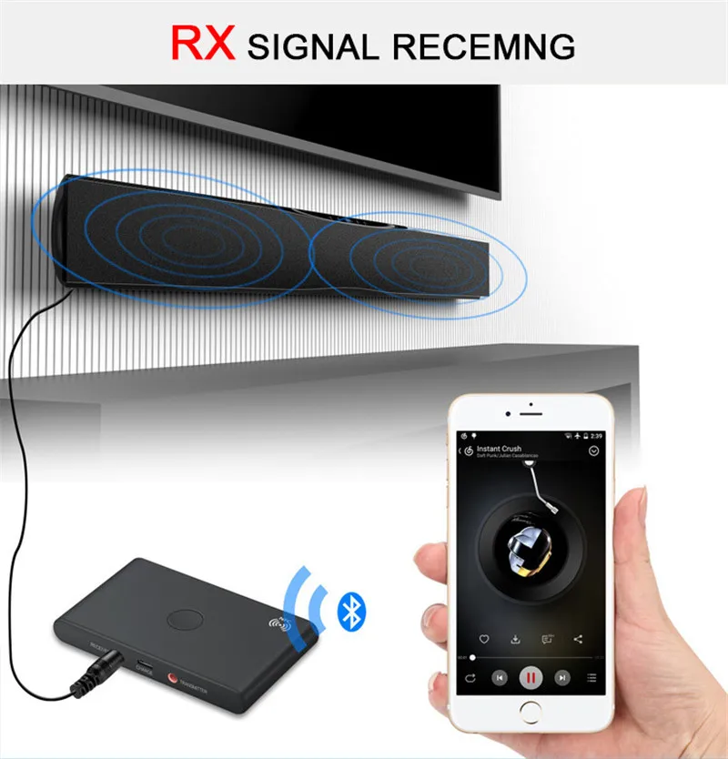 CLAITE Bluetooth 4,2 Recevier и передатчик аудио Беспроводной оптический адаптер для наушники для телевизора для A2DP, AVRCP, HFP, SPP 3,5 мм