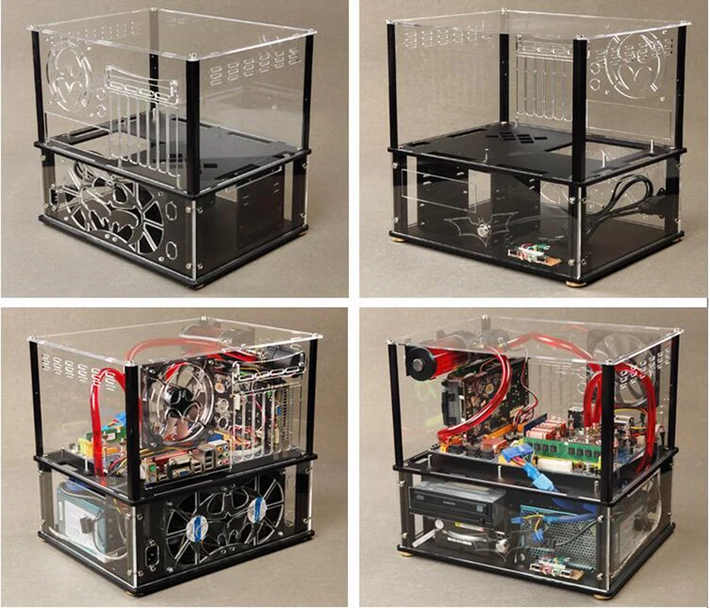 DIY Acrylic transparent chassis Open Frame Horizontal MATX PC case Water Cooling host Box computer Parts gabinete computador