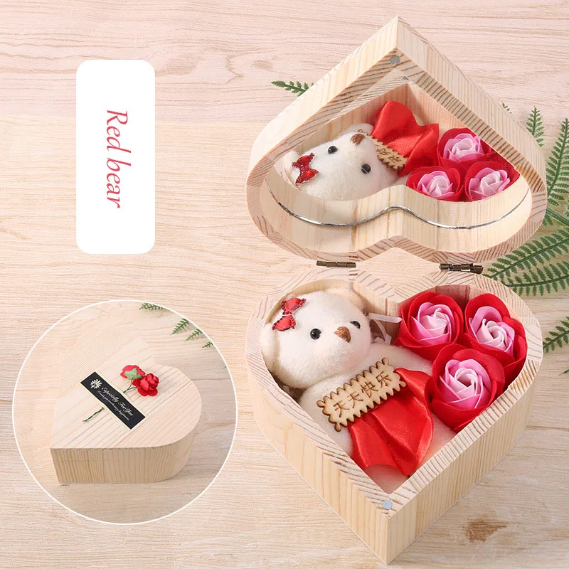 Креативное Шоколадное Мыло Flone с розой Подарочная коробка медведем цветы подарок