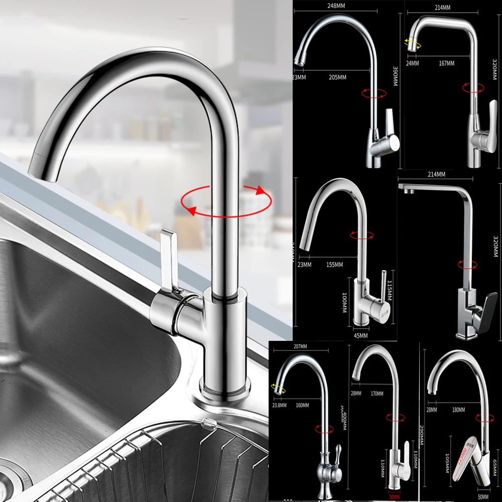 

Kitchen Faucet 360 Degree Rotation Rule Shape Curved Outlet Pipe Tap Basin Plumbing Hardware Brass Sink Faucet