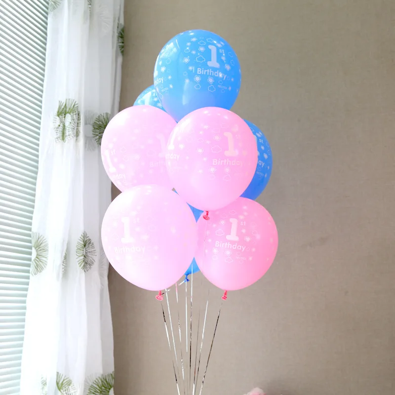 50/100 шт Baby Shower 1st День рождения Декор розовый и голубой номер 1 Фольга шарики