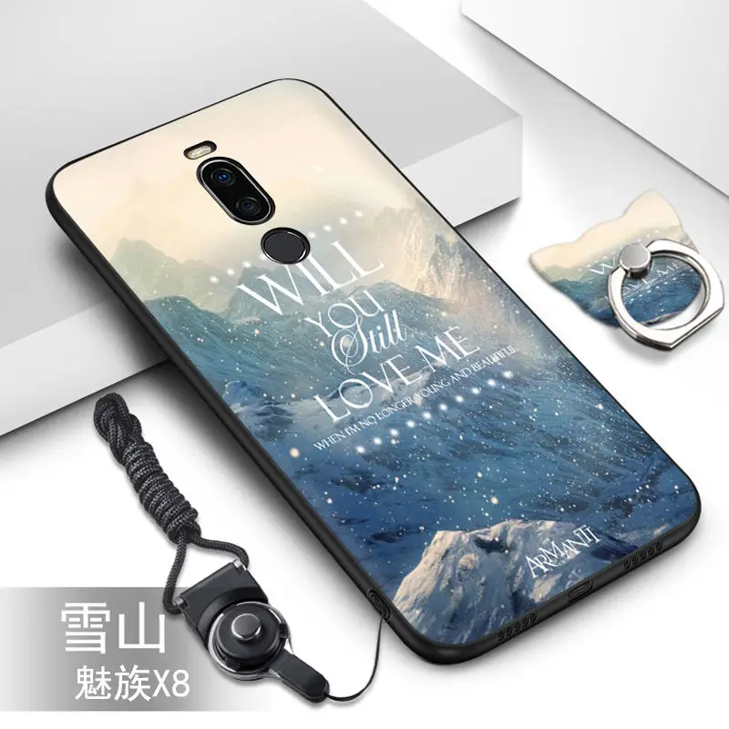 color as photo Чехол для Meizu X8, 22 цвета, популярный HD узор, ТПУ, мягкий силиконовый чехол, чехол для Meizu X8, чехол с кольцом brack# VA Funds - Цвет: color as photo