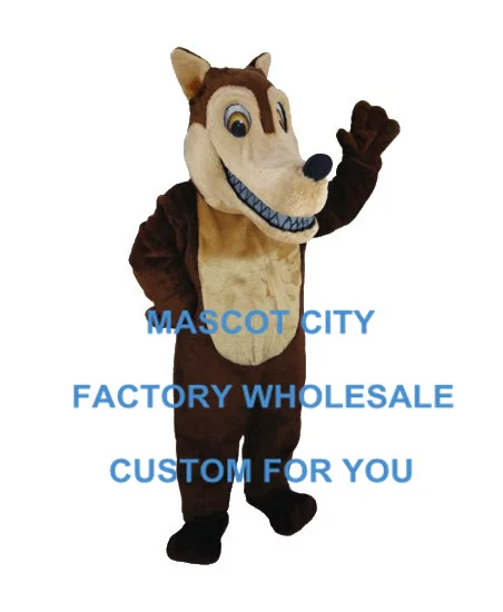 Костюм-талисман с изображением лесного животного коричневый волк для взрослых