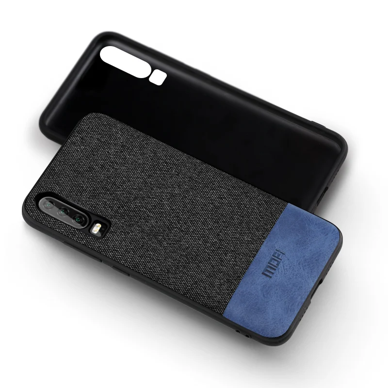 black with blue Защитный чехол для huawei P30 Pro из искусственной кожи для бизнес-задней крышки, Силиконовый противоударный чехол MOFi, чехол P30 lite p30pro, чехол s - Цвет: black with blue