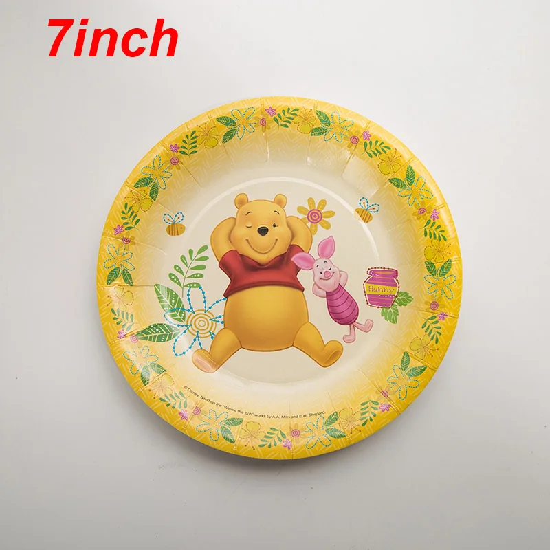 Winnie the Pooh Kids Birthday Party Decoration Set Winnie Birthday Party Supplies Baby Birthday Party Pack event party supplies - Цвет: plate 7inch
