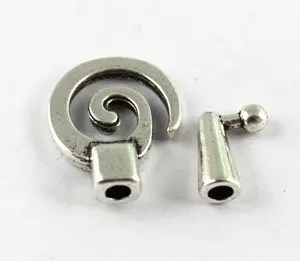 

20Sets Tibetan silver metal spiral clasp for 4mm leather cord A15084