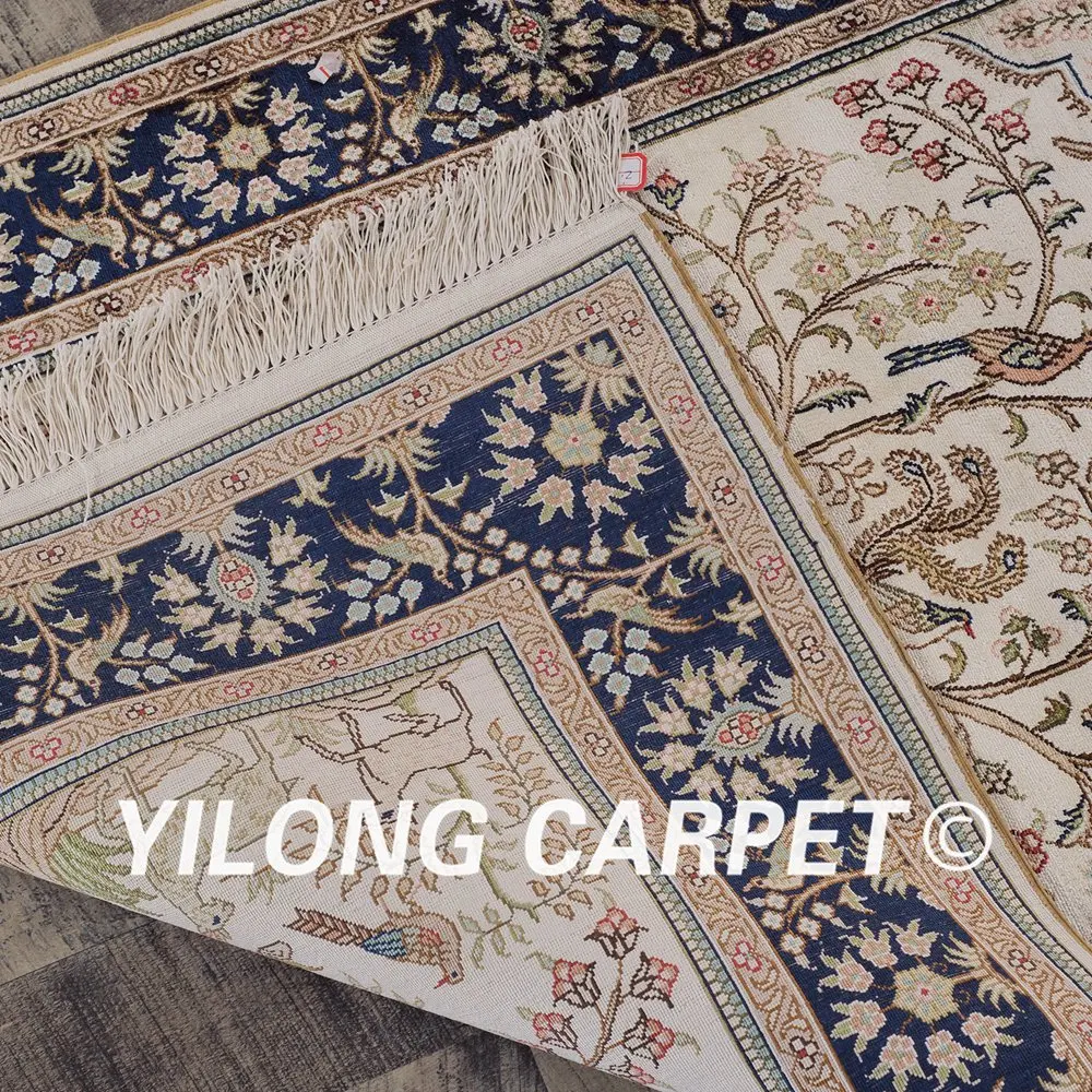 YILONG 2 5x4 𧌀 линий ручной работы ковры бежевый Древо жизни шелковый коврик