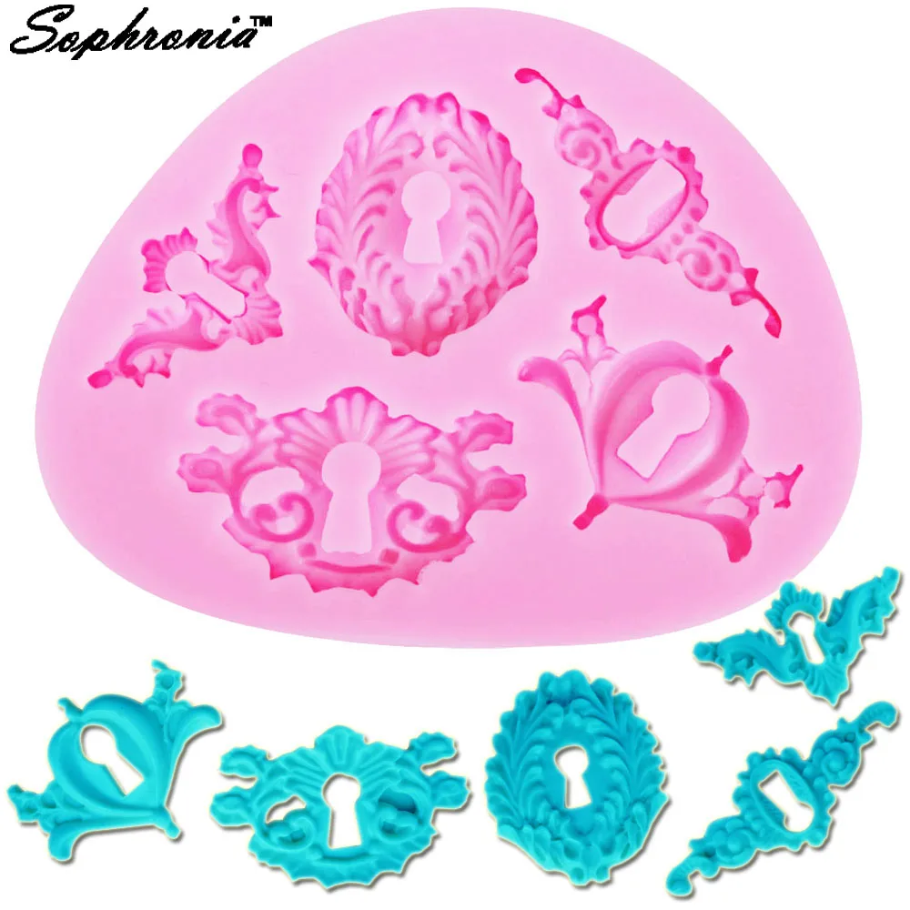 

10PCS/SET M396 Silicone Fondant Cake Mold Retro Lace Roma relief Classical key hole Chocolate Mold Chocolate