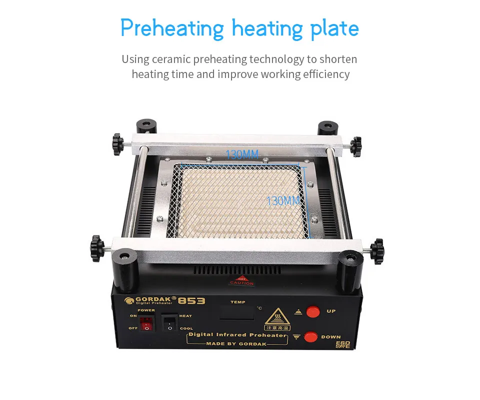 GORDAK853 BGA паяльная станция PCB Preheat цифровой дисплей предварительного нагрева паяльная станция для предварительного нагрева, отопления, вспомогательный инструмент