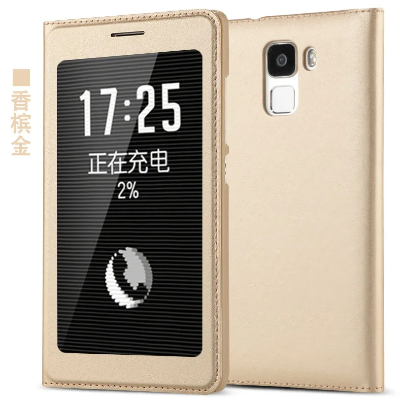 gold Бренд huawei honor 7 чехол Роскошный из искусственной кожи чехол huawei honor 7 подставка Флип кожаный чехол для huawei honor 7 - Цвет: gold