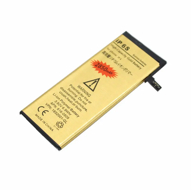100 шт./лот 3 82 V 2850mAh 0 цикл Высококачественный золотой Сменный аккумулятор для iPhone 6S