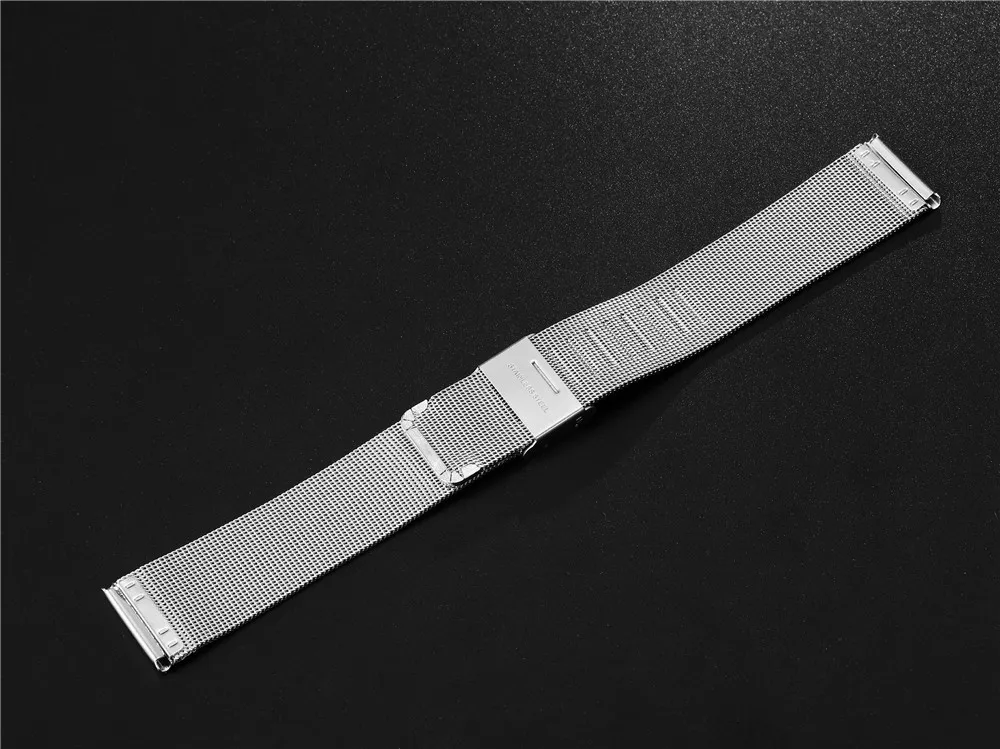 Роскошный 18/20 мм браслет из нержавеющей стали с сеткой серебряный ремешок для