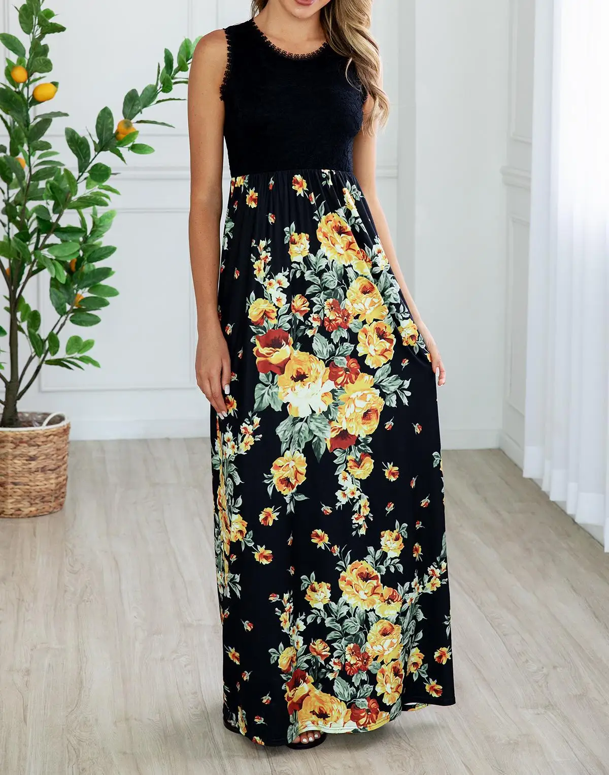 Suvance/весенне-летнее модное платье с круглым вырезом 2 цвета принтом без рукавов