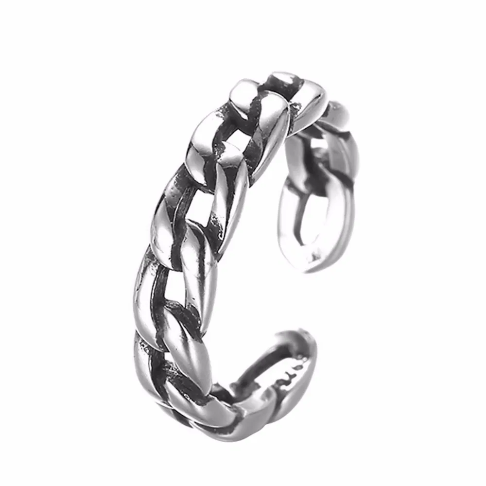 

Kinitial Vintage Twist Chain Retro Rings For Women Open-end Ring With Cuban Chain Ring Fashion Finger Jewelry anillos
