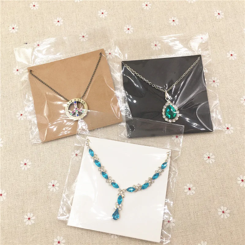 

24Pcs Simple Style Square Necklace Cards Kraft Paper With Opp Bag for Jewelry Displays Packing Card Blank Accept Custom Logo