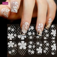 3d white transparent lace bride nail rhinestone nail art stickers16designssexy diamond flower nail wraps polish decals