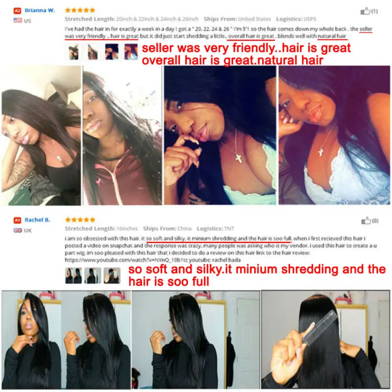 Brazilian Virgin Hair Straight 3 Bundles 8A Grade Unprocessed Human Weave |