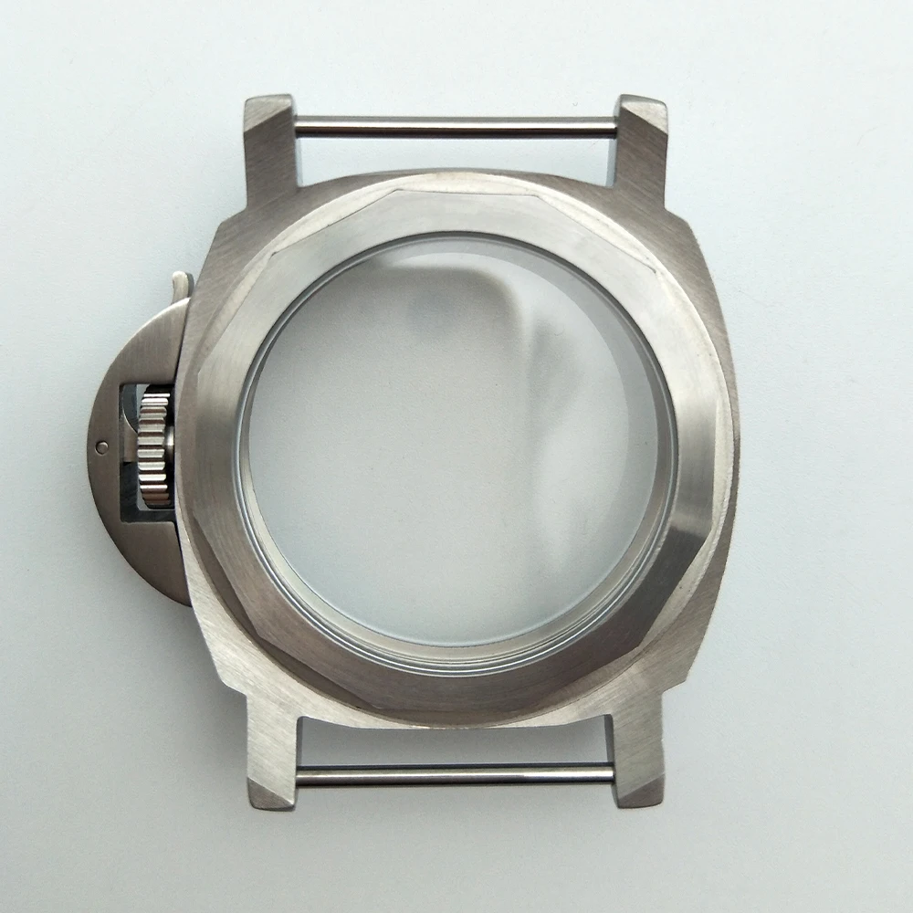 44mm Watch Cases silver brushed 316L housing for 6649/6498 movement back cover perspective 44-2 | Наручные часы