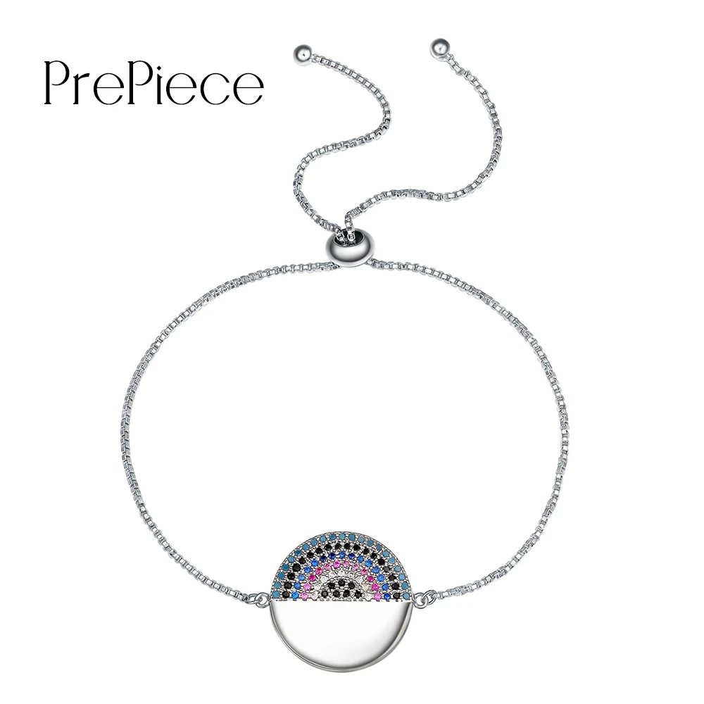 Prepiece Винтаж красочные cz Камни и обычный полукруглый звено цепи Браслеты для Для