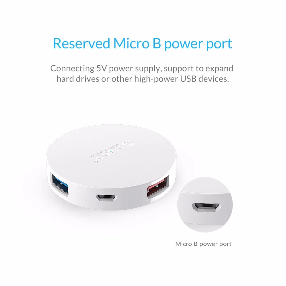 ORICO мини-usb-концентратор с 4 портами Usb 3,0 разветвитель OTG концентратор с интерфейсом питания Micro USB для портативных ПК компьютера Usb 3,0 концентратор