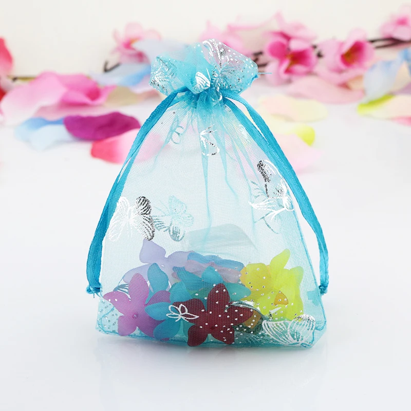 

200pcs/lot 7x9cm Lake Blue Organza Bag Small Jewelry Packaging Bags Wedding Party Decoration Favor Drawstring Gift Bag Pouches