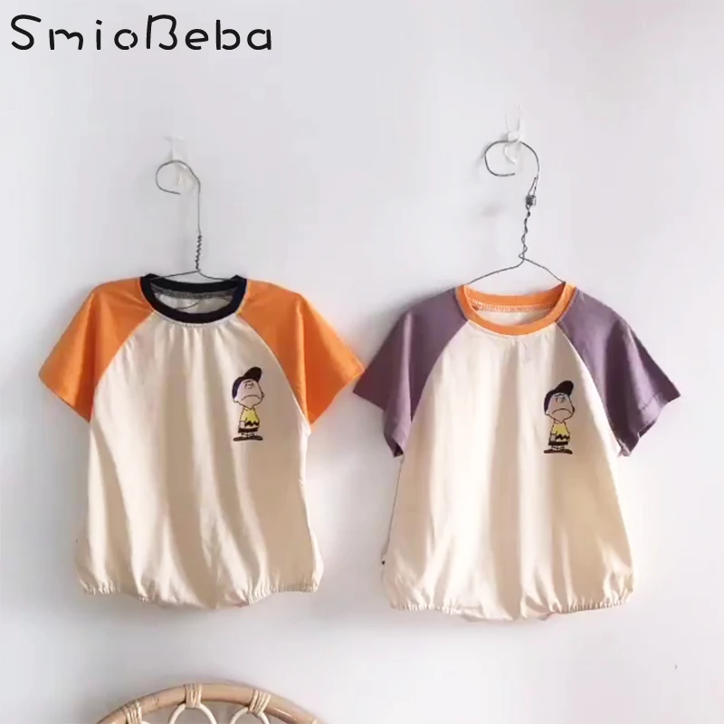 Комбинезон детский с коротким рукавом мультяшный Ромпер в стиле унисекс