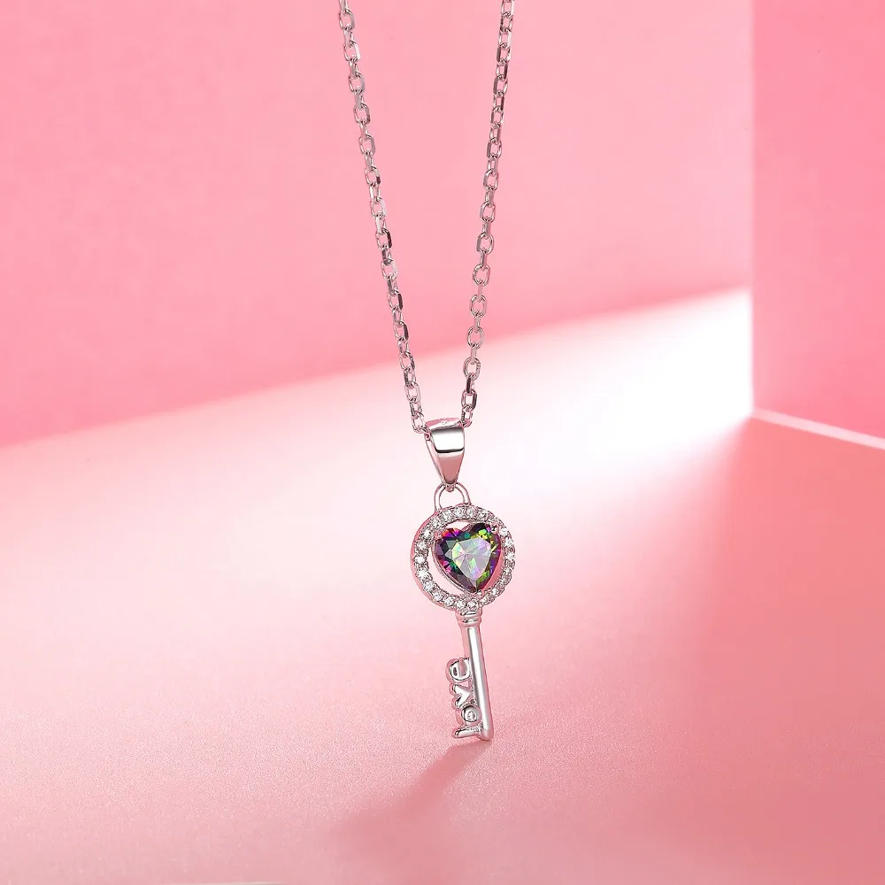Ожерелье женское из серебра 925 пробы с фианитом|valentine day gift|pendant necklaceheart jewelry |