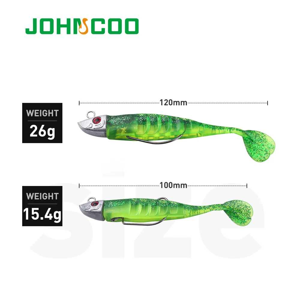 JOHNCOO джиггинг Мягкая приманка с одним крючком рыболовная 100 мм/15 4 г 120 мм/26