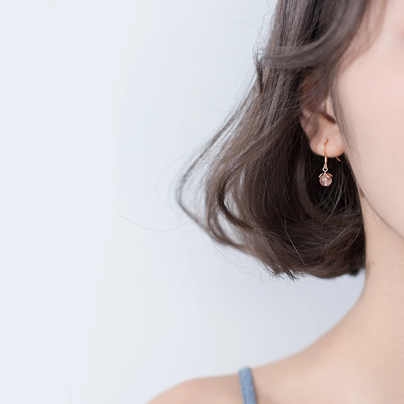 AROCH s925 Серебряные серьги для девочек корейское издание маленькие свежие розовые