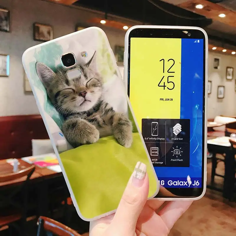 Силиконовый чехол для телефона с милым рисунком кота Samsung Galaxy j8 j7 j6 j5 j4 j3 Plus Prime 2018