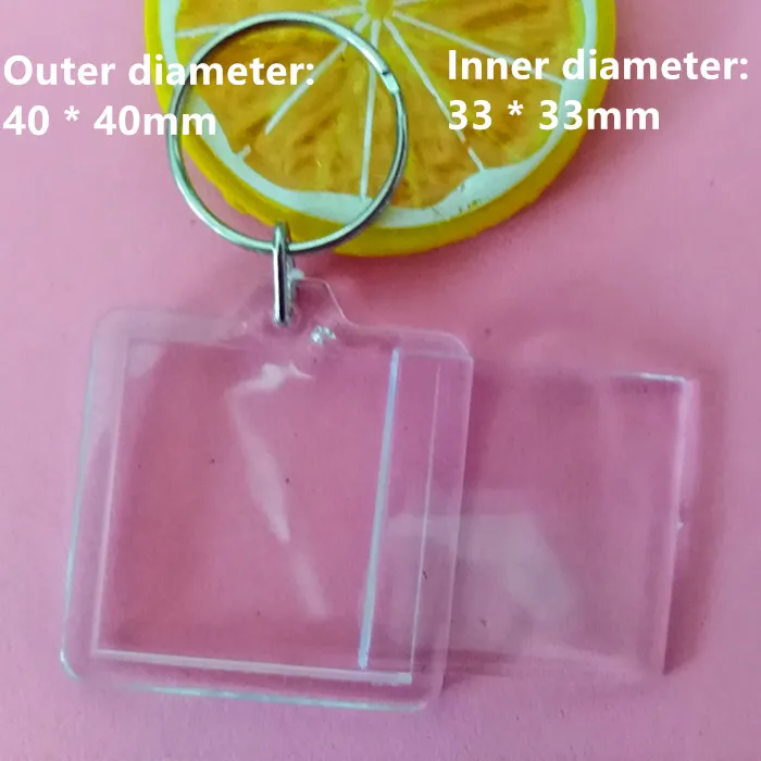 

500 Pcs DIY Square shaped Transparent Blank Insert Photo Picture Frame Key Ring Split keychain