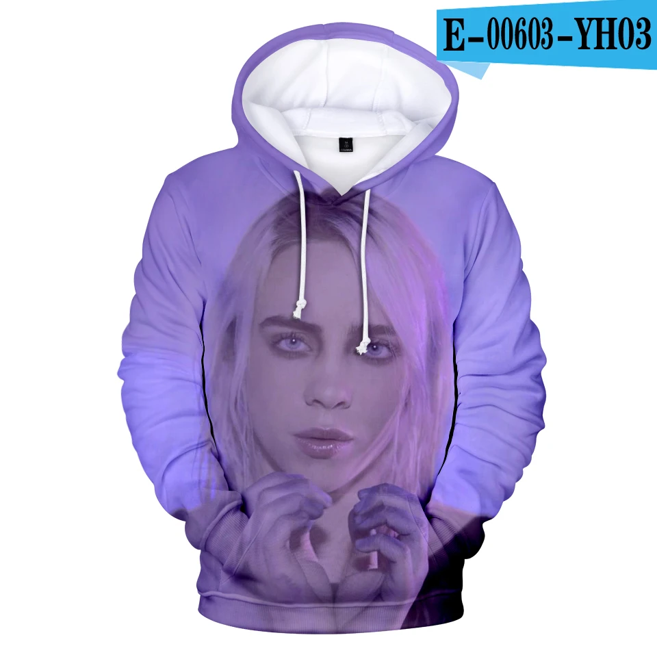 3D Модные популярные толстовки с капюшоном Billie Eilish для мужчин/женщин, Зимние Теплые повседневные известные американские певицы Харадзюку Билли эйлиш толстовки, Толстовка - Цвет: 3D