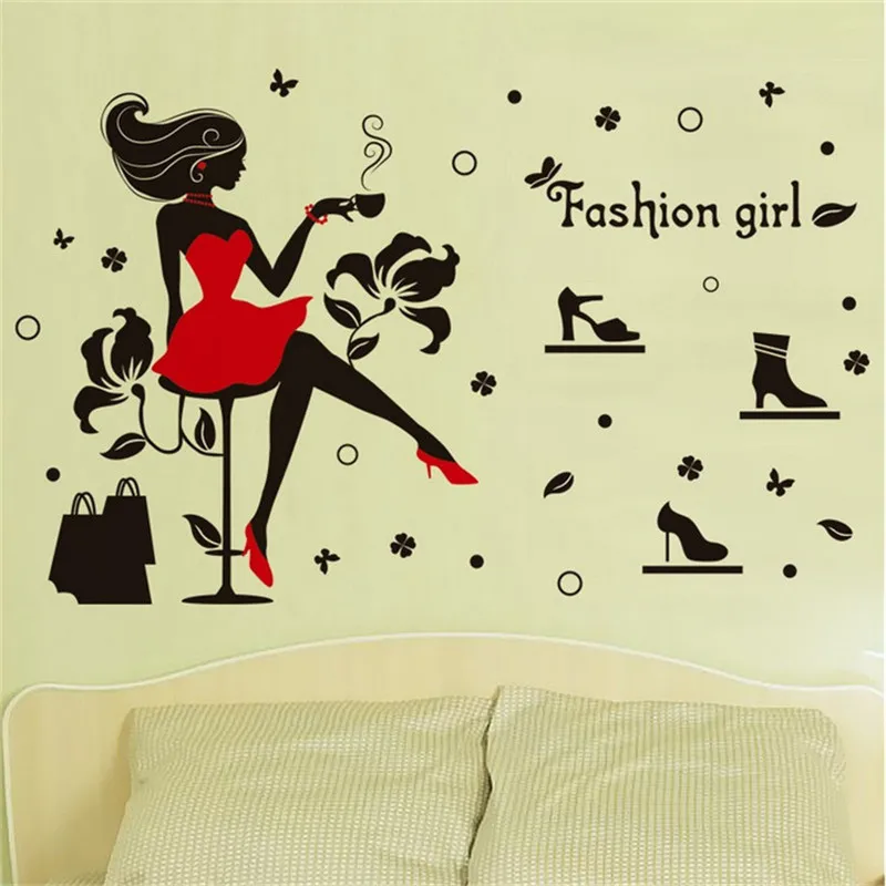 1 шт. модные виниловые наклейки на стену для девочек детской комнаты гостиной