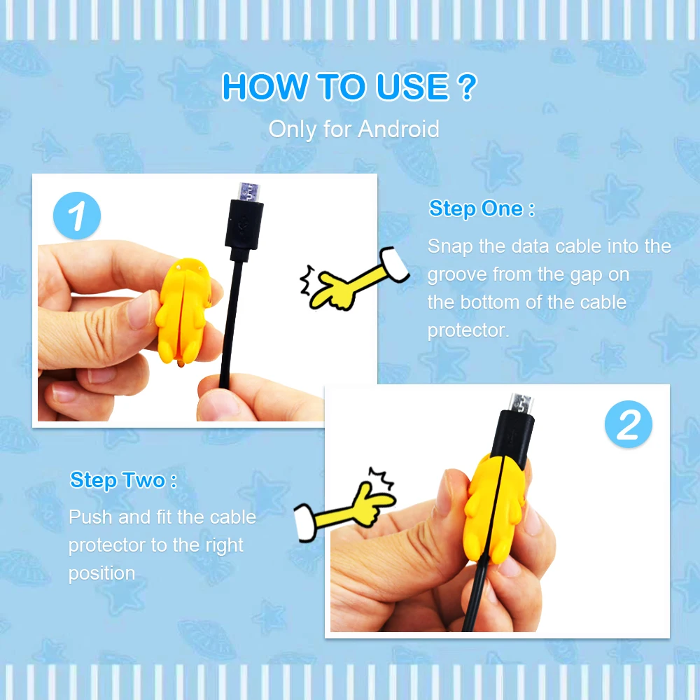 Зажим для кабеля в виде животного Android USB зарядное устройство протектор провода