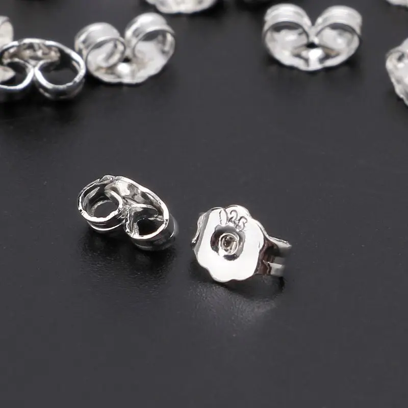 50Pcs S925 Silver Plated Butterfly Clutches Earrings Back Secure Jewelry Finding | Серьги