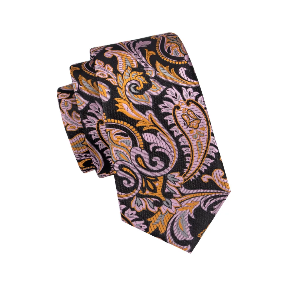 

LS-1584 Barry.Wang Men`s Tie 100% Silk Jacquard Woven Necktie Hanky Cufflinks 8.5cm Paisley Ties For Men Wedding Business Party