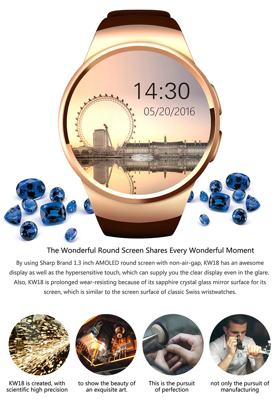 KW18 Смарт-часы для мужчин Bluetooth рекордер вызовов Smartwatch для женщин полный экран монитор сердечного ритма трекер сна поддержка SIM TF карта