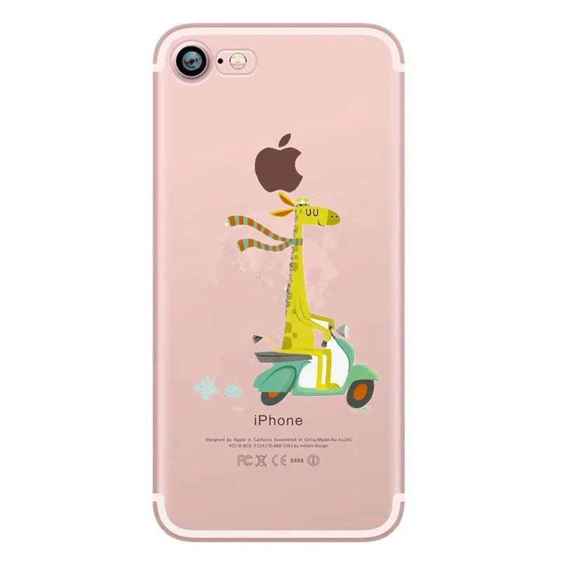 Lovely Giraffe Deer Clear Case For iphone 6 6s Plus Transparent Coque 7 8 5s 5 se X Fundas |