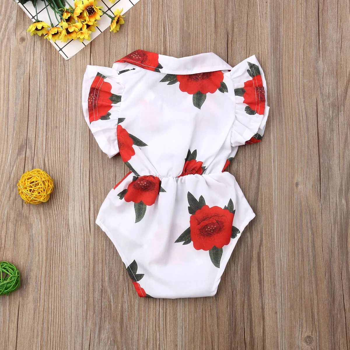 Боди для маленьких девочек Комбинезон без рукавов с оборками новорожденных