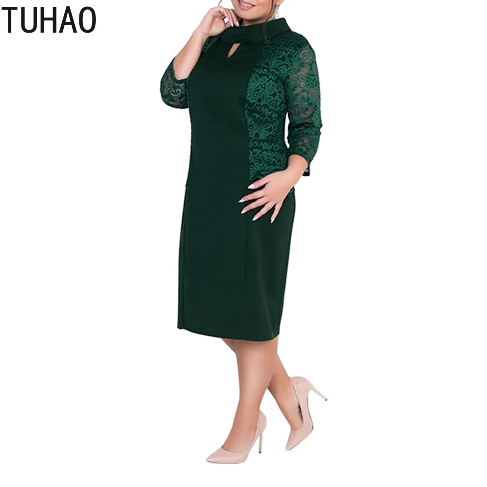 TUHAO 5XL 6XL размера плюс женские осенние платья больших размеров элегантное кружевное платье женские винтажные платья больших размеров 4XL JTLM