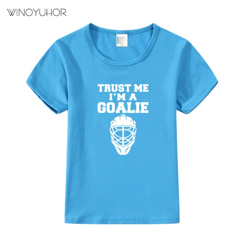Футболка детская с забавным принтом надпись Trust Me I'm A Goalie рубашка для мальчиков
