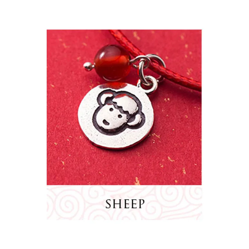 sheep La Маца S925 стерлингового серебра Китайский Зодиак Шарм классический красный жгут из бисера Браслеты красный нитка нитяные браслеты для Для женщин - Окраска металла: sheep