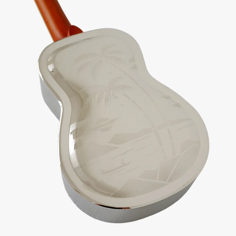Aiersi Brand Hawaii Sandblasted Gloss Chrome Finish Brass Body F hole Design Concert Size Reso-uke | Спорт и развлечения
