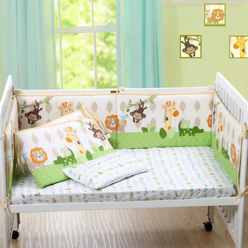 4 шт. Детские хлопковые Бамперы для кроватки обезьяны Льва оленя|baby bumper|bumper for babycrib