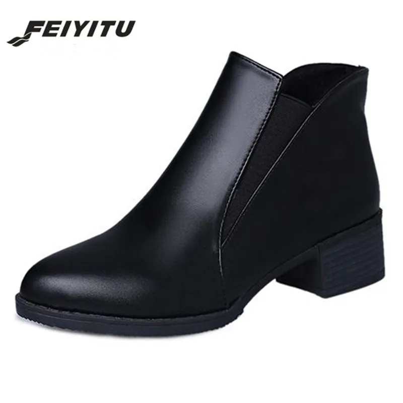 Feiyitu/женские ботильоны на высоком каблуке Женская обувь с острым носком