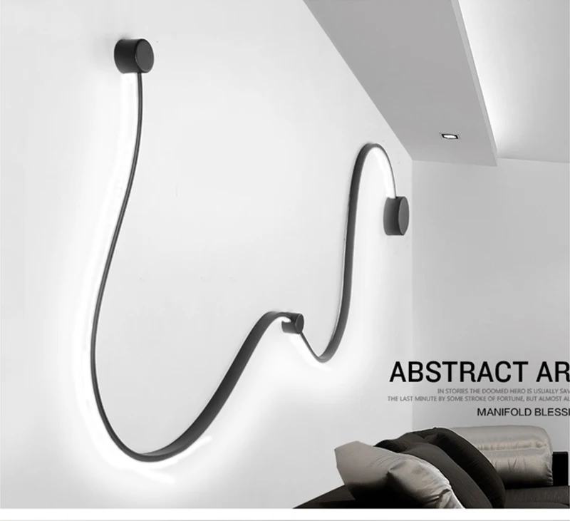 Modern Black White Line LED Wall Lamp Bedroom Light Wall Lights for Home Background Wall Living Room Light Wandlamp LED Lustres