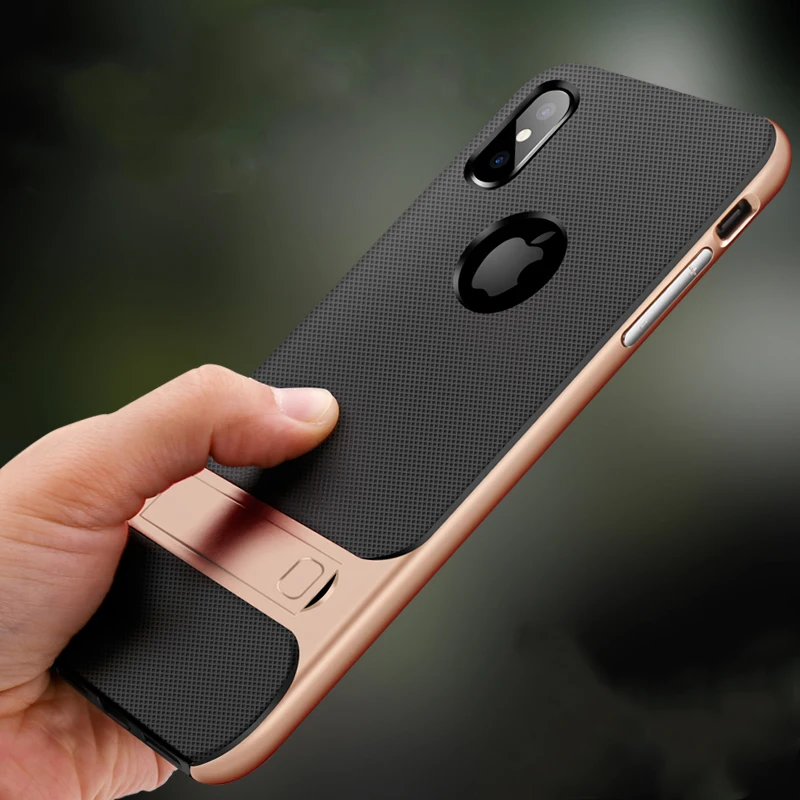 Для iPhone XS чехол TPU силиконовый+ PC подставка держатель чехол для iPhone X XS Max XR 7 Plus 11 Pro Max Жесткий противоударный пластиковый чехол